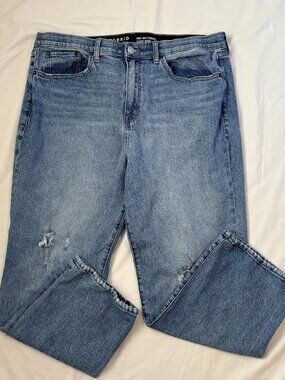 Torrid High Rise Straight Distressed Jeans 18S 18 Short Classic Denim Blue